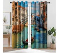 Eyelet Blackout Curtains W 50" x L 54" 2 Panels, Super Soft Nature Photography Rivers Architecture Printed curtains - Woven brushed microfiber insulation and energy saving suitable for bedroom Color