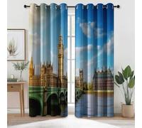 Eyelet Blackout Curtains W 50" x L 54" 2 Panels, Super Soft Realistic Photography Architecture Rivers Printed curtains - Woven Microfiber insulation and energy saving suitable for bedroom Color