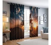 Eyelet Blackout Curtains W 52" x L 54" 2 Panels, Super Soft Realistic Desert Motocross Printed curtains - Woven brushed microfiber insulation and energy saving suitable for bedroom Color
