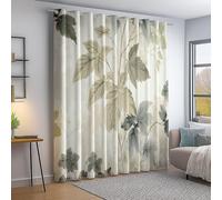Eyelet Blackout Curtains W 52" x L 84" 2 Panels, Super Soft Watercolor Vintage Elegant Leaves Printed curtains - Woven brushed microfiber insulation and energy saving suitable for bedroom Color