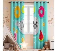 Eyelet Curtain Summer Animal Curtain, Seal Blackout Curtains Soft Thermal Insulation Noise Reduction Drapes for Bedroom Living Room, W46 x L72 Inch (2 Panels)