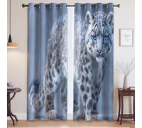 Eyelet Curtain Thermal Insulated Noise Reducing Insulated Window Curtain, White grey Animals Realistic Style Art 140 x 245cm For Living Room, Bedroom, and Study