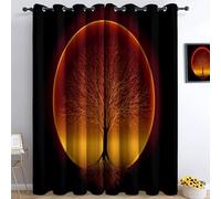Eyelet Curtains Blackout, 46 x 72 Inch Thermal Insulated Energy Saving Art Style 90 Drop Super Soft Darkening Curtains Glowing Tree Of Life for Bedroom Living Dining Room, 2 Panels