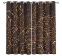 Eyelet Curtains For Living Room 264X214Cm 3D Brown Simple Fashion Gold Lines Printing, Super Soft Thermal Insulated Living Room Blackout Curtains Boys Girls Nursery Home Decoration 2 Panels