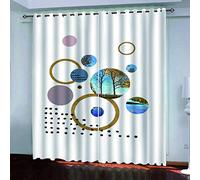 Eyelet Curtains For Living Room 264X214Cm 3D Colorful Circles On White Background Printing Pattern, Super Soft Thermal Insulated Living Room Blackout Curtains Boys Girls Nursery Home Decoration 2 P