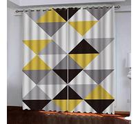Eyelet Curtains Gray Yellow Triangle Curtain Blackout Curtains Super Soft Thermal Insulated Noise Reduction Suitable For Bedroom Livingroom And Kids Room 2 Panels 140(W) X160(H) Cm