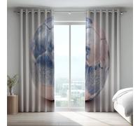 Eyelet Curtains Microfiber,Pink Blue Soft Spider Web Football Curtain Room Darkening Grommet Top Lightproof Thermal Insulated Curtains For Bedroom,66 x 72 Inch Drop 2 Panels