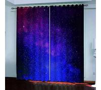 Eyelet Curtains Purple Night Sky Starlight 280 X 180 Cm Print 3D Microfiber Blackout Fabric Eyelet Noise Reducing Window Drapes For Living Room Bedroom Home Decoration Set -0T8U+U6