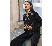 Eyelet Detail Tailored Jacket Star By Julien Macdonald Black 14