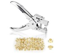 Eyelet Hole Punch & Press Plier Set Handheld Grommet Pliers Kit with 100 Extra Gold Eyelets Grommets - for Leather, Canvas, Fabrics and Clothes, Shoes, Belts, Bags, Crafts