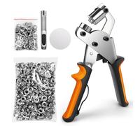 Eyelet Punch Kit, 10mm/3/8’’ Complete Eyelet, Grommet Kit with 500 Pcs Eyelets, Leather Hole Punch Plier Tarpaulin Eyelets with Non-Slip Handle, Grommet Machine Hand Press Tool for PVC, Belts, Fabric