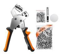 Eyelet Punch Kit 10mm with 500pcs Eyelets, Eyelet Pliers, Grommet Kit Banner Eyelet Maker Machine for Fabrics, Tarpaulin Eyelet, Sun Sail, Punch Needle Kits for Adults Beginners