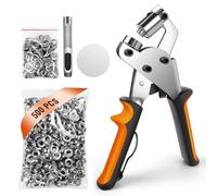 Eyelet Punch Kit 3/8 Inch,Grommet Handheld Hole Punch Pliers Portable Grommet Machine Hand Press Tool Manual Puncher w/ 500pcs Silver 3/8 Inch (10mm) Grommets for Belts Leather Fabric Tarpaulin Rubber