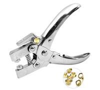 Eyelet Punch Kit with Pliers and Eyelets, 20cm/7.9inch Leather Belt Grommet Tool with 100Pcs 4.8mm Gold Grommets for Paper Cardboard Leather Belt Cloth Thin Plastic Metal Stud Punch Kit