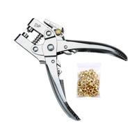 Eyelet Punch Pliers with 100 Golden Eyelets, 2 in 1 Hole Punch and Grommet Tool for Fabric, Clothes, Shoes, Leather Belt, Crafts