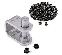 Eyelet Setting Tool & Eyelet Combo - (1) [ #8 3-Piece Eyelet Setting Tool (1/4 Inch) ] + (100) [#8-9 Black Eyelets (1/4 Inch diameter)] - for Holster Making, Sewing, Tents, Banners, Sails, etc.
