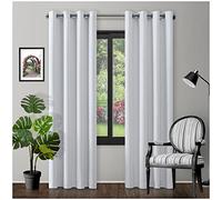 Eyelet Top Blackout Curtains Large Door Thermal Insulated Panels For Bedroom/Living Room, White, 90X90 Inch
