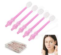 Eyelid Cleansing Brush,5Pcs Soft Silicone Eyelash Brush,Eyelid Margin Scrub Brush for Mascara Remover,Milia Removal,Dry Eyes Relief,Removes Dirt,Oil,Reusable Eye Cleaning Tool(Pink)