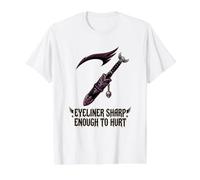 Eyeliner Sharp Enough to Hurt Edgy Fashion Bold Dark Humor Value Graphic T-Shirt, Men, White, S