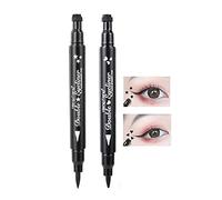Eyeliner Stamp-OCHILIMA Double-sided Liquid Eyeliner Pen with Eye Makeup Stamp, Waterproof, Double Sided & Long Lasting Seal Tattoo Makeup Tool Red Black Stamp Pen (Black love star)