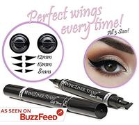 Eyeliner Stamp - Wingliner by Lovoir Black, waterproof, smudgeproof, winged long lasting liquid eye liner pen, Vamp style wing, 2 Pens In A Pack (Triple Pack Combo, Midnight Black)