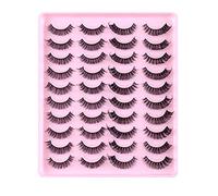 Eyeliner Stencil Sticker False Eyelashes with Natural Synthetic Volume, Pack of 20 Pairs, Thick Eyelashes, Natural Swing Eyelashes, Magnetic Eyeliner (F, One Size)