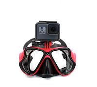 Eyeon Silicone Diving Mask Swimming Goggles Scuba Snorkel Mask with Tempered Glass and Camera Mount for GoPro, Xiaomi YI, SJCAM, Apeman, Crosstour, Victure, Campark AKASO for Adult & Youth (Red)