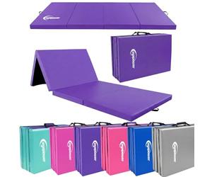 EYEPOWER 5cm Thick Gymnastics Mat, Extra Soft Foldable Exercise Mat for Home - Gymnastic Mat, Padded Mat, Sport Mat, Tatami Mat, 180x60cm, Purple Black