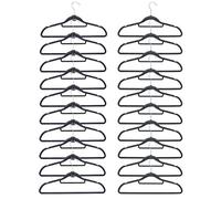 EYEPOWER set of 20 Hangers incl 10 hooks anti-slip velvet plastic triangular-shaped flat Coathangers Dark Grey