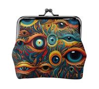 Eyes 2 Print Women's Microfiber Leather Kiss Lock Coin Purse, Mini Wallet for Cards and Lipstick