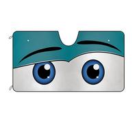 Eyes Car Windshield Sunshade Curious Teal Funny Car Eyes Front Windshield Sunshade UV Ray Reflector Sun Protector Sun Shade Visor, Keep Vehicle Cool, 51" x 26.8"