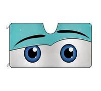 Eyes Car Windshield Sunshade Curious Turquoise Funny Car Eyes Front Windshield Sunshade UV Ray Reflector Sun Protector Sun Shade Visor, Keep Vehicle Cool, 51" x 26.8"