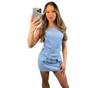 eyes Cargo Playsuits For Women UK High Waisted Summer Shorts with Pockets and Belt Skirt Hiking Running Plain Casual Summer Playsuit Ladies Skorts Combat Stretchy Skirts Sky Blue-12