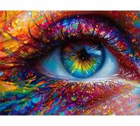 Eyes Colourful Paint by Numbers Kits, Paint by Numbers for Adults Canvas with Paint Brushes Acrylic Pigment Drawing Paintwork, 60x80cm Painting by Numbers for Adults Crafts Decor24x32inch I-11565