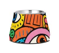 Eyes Evil Doodle Colorful Pets Water&Food Bowls Enhanced Stainless Steel Metal Pets Bowls for Medium Dogs Comfort Feeding platos para perros para comer lento