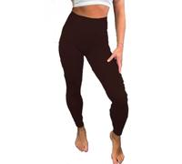 eyes High Waisted Leggings for Women Soft Touch Stretchy Plain Casual Curvy Fitted Full Length Tummy Control Workout Running Sports Plus Size Gym Yoga Pants Ladies Womens Legging Brown 16-24