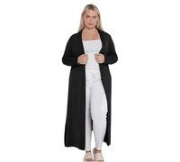 eyes Ladies Plain Long Maxi Length Boyfriend Women Cardigan Collared Open Top Full Sleeve Floaty Duster Jacket Coat Casual Blazer Plus Size Cardigans Black 16 to 18