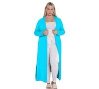 eyes Ladies Plain Long Maxi Length Boyfriend Women Cardigan Collared Open Top Full Sleeve Floaty Duster Jacket Coat Casual Blazer Plus Size Cardigans Turquoise 12 to 14