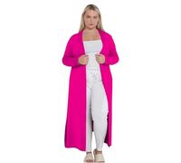 eyes Ladies Plain Long Maxi Length Boyfriend Women Cardigan Collared Open Top Full Sleeve Floaty Duster Jacket Coat Casual Blazer Plus Size Cardigans Fuchsia 20 to 22