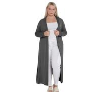 eyes Ladies Plain Long Maxi Length Boyfriend Women Cardigan Collared Open Top Full Sleeve Floaty Duster Jacket Coat Casual Blazer Plus Size Cardigans Charcoal 20 to 22