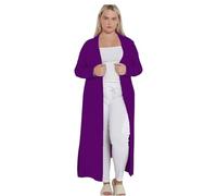 eyes Ladies Plain Long Maxi Length Boyfriend Women Cardigan Collared Open Top Full Sleeve Floaty Duster Jacket Coat Casual Blazer Plus Size Cardigans Purple 12 to 14