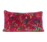 Eyes of India - 12 X 20 Burgundy Red Velvet Bird Throw Lumbar Pillow Sofa Bolster Cushion Cover Couch Colorful Boho Bohemian Indian COVER ONLY