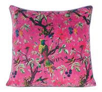 Eyes of India 20x20 inch Burgundy Red Velvet Floral Flower Bird Throw Pillow Sofa Cushion Cover Case Couch Colorful Boho Chic Bohemian Accent Indian Handmade Cover Only
