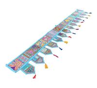 Eyes of India - 78" Blue Patchwork Window Door Valance Toran Wall Hanging Bohemian Accent Indian Boho Chic Handmade