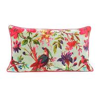 Eyes of India Colorful Velvet Floral Flower Bird Throw Sofa Cushion Couch Pillow Cover Case Boho Chic Decorative Bohemian Accent Indian Handmade (12 X 20 in. (30 X 50 cm), Green)