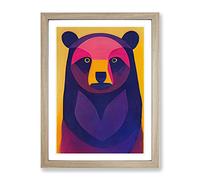 Eyes Of The Bear Abstract Framed Wall Art Print A2 Oak
