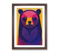 Eyes Of The Bear Abstract Framed Wall Art Print A2 Walnut