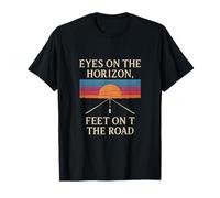 Eyes on Horizon Feet on Road Wanderlust Sunset Graphic T-Shirt