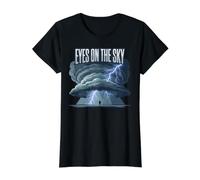 Eyes On The Sky Storm Chaser Tornado Weather Watching Value Graphic T-Shirt, Women, Black, S