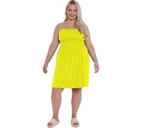 eyes Plain Sheering Tops for Women Oversized Plus Size Strapless Boob Tube Bandeau Jersey Ladies Summer Mini Dresses Blouses Yellow 16-18